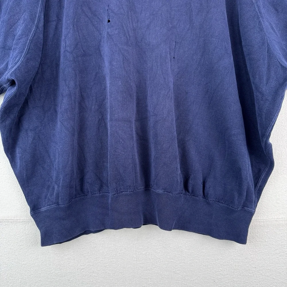 90's‎ Vtg Polo Ralph Lauren Raglan Short Sleeve Sweatshirt Blue XL *Distressed